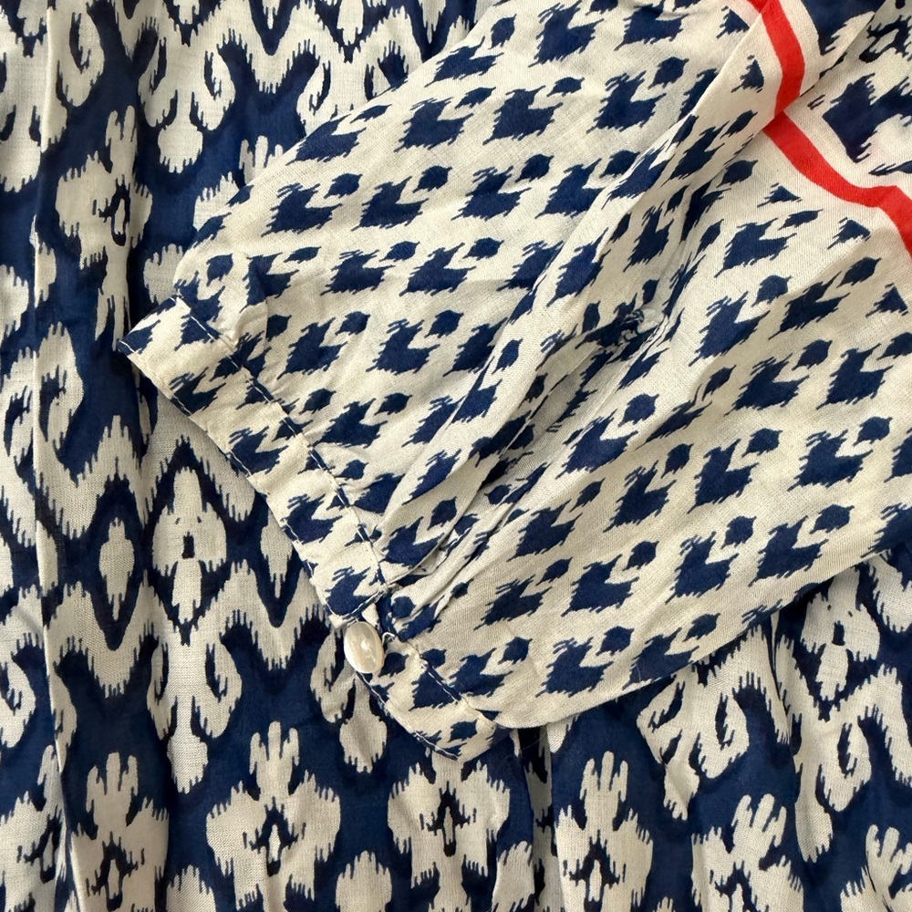 beachlunchlounge Blue and White Sz S blouse - Picture 3 of 5